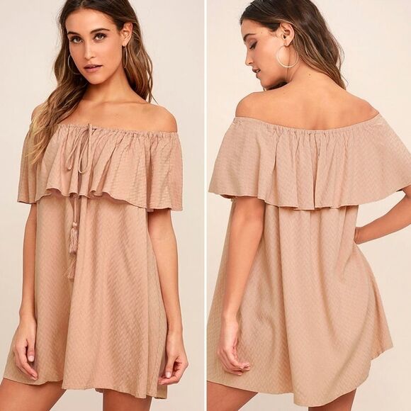NWT LULUS Melodic Blush Off Shoulder Shift Dress L - Picture 9 of 9